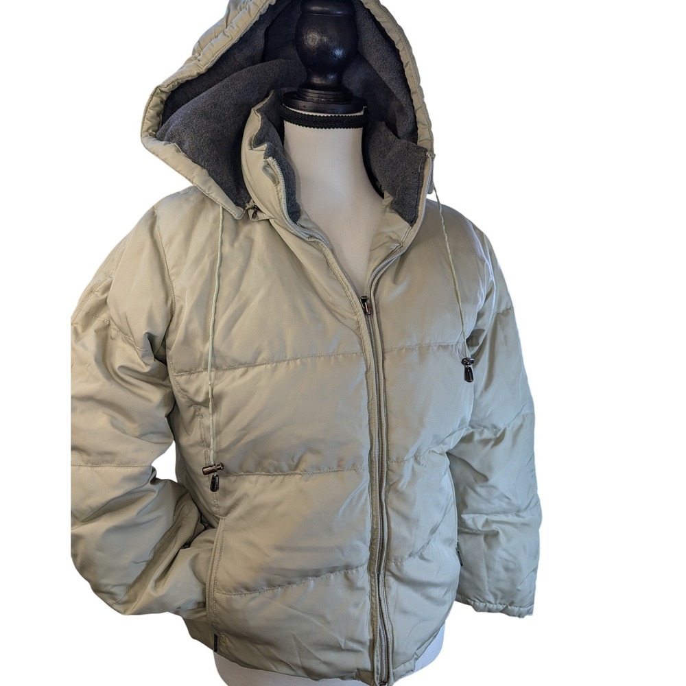 Colebrook Women's Puffer Jacket Hooded Tan Down Size S Winter Warm Cozy - Picture 2 of 10
